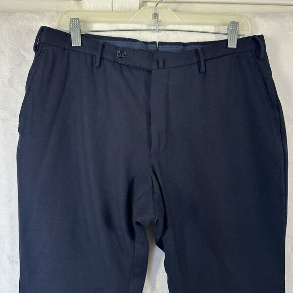 Incotex Slowear Wool Dress Pants Mens 32x28 Blue Super 100s Regular Fit Trousers - Picture 2 of 11